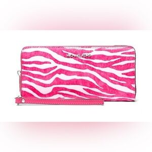 NWOT Michael Kors Jet Set Travel Zebra Print Calf Hair Wallet